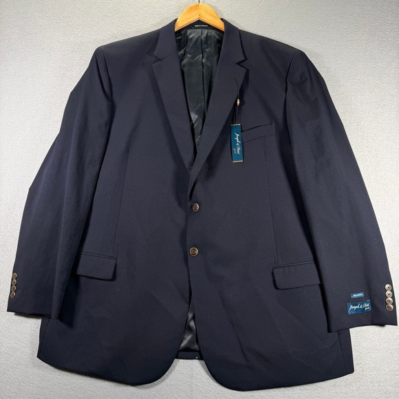 Joseph‎ & Feiss Gold Mens 52L Navy Wool Executive Fit Blazer Sport Coat New
